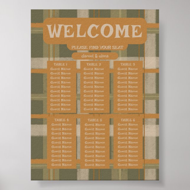 Scottish Celtic Tartan PatternWeddi Seating Charts Poster (Vorne)
