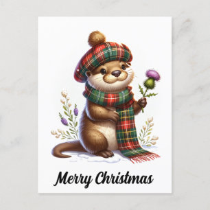 Scottish Christmas Otter Christmas Postkarte