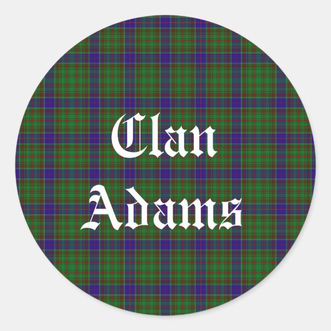 Scottish Clan Adams Tartan Runder Aufkleber (Vorderseite)