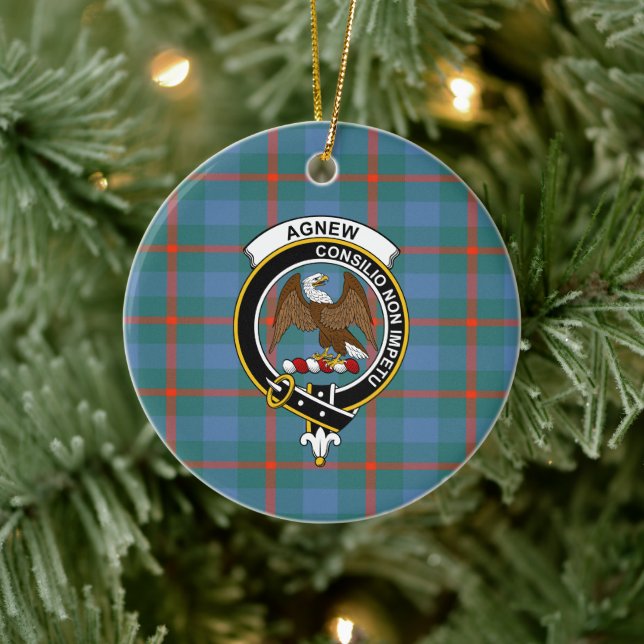 Scottish Clan Agnew Ancient Tartan und Wappen Keramik Ornament (Baum)