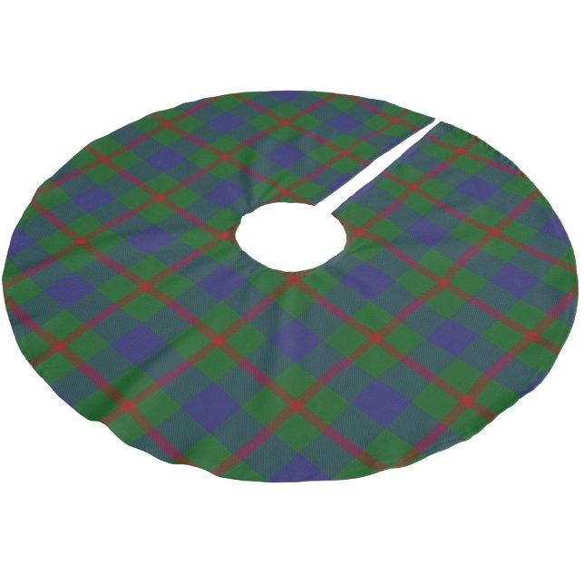 Scottish Clan Agnew Red Green Blue Tartan Polyester Weihnachtsbaumdecke (Schrägansicht)