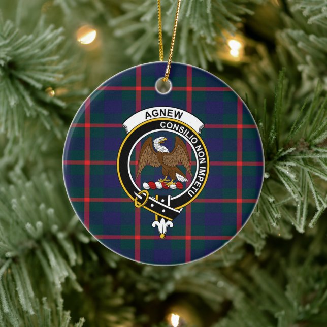 Scottish Clan Agnew Tartan und Wappen Keramik Ornament (Baum)