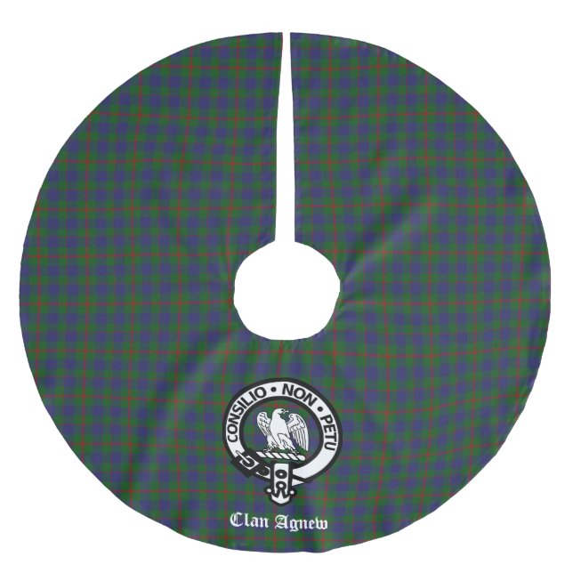 Scottish Clan Agnew Tartan Wappen benutzerdefinier Polyester Weihnachtsbaumdecke (Vorderseite)
