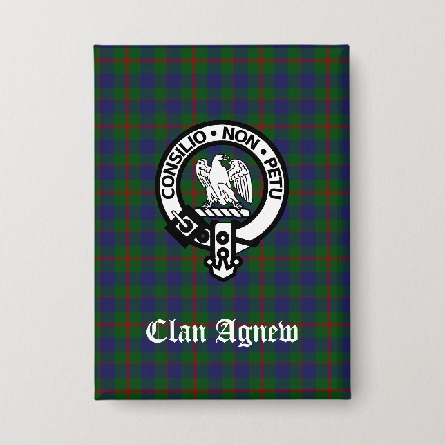 Scottish Clan Agnew Wappen & Tartan Button (Vorderseite)
