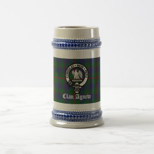 Scottish Clan Agnew Wappen & Tartan Custom Bierglas