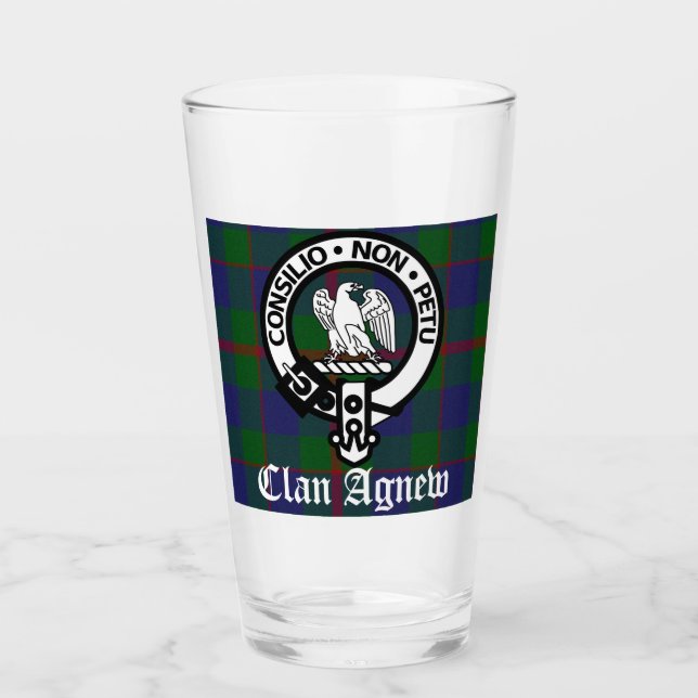 Scottish Clan Agnew Wappen & Tartan Glas (Vorderseite)