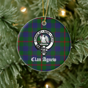 Scottish Clan Agnew Wappen & Tartan Keramik Ornament
