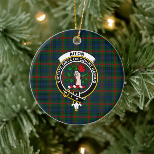 Scottish Clan Aiton Tartan und Wappen Keramik Ornament