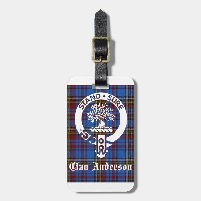 Scottish Clan Anderson Wappen & Tartan Gepäckanhänger (Vorderseite vertikal)