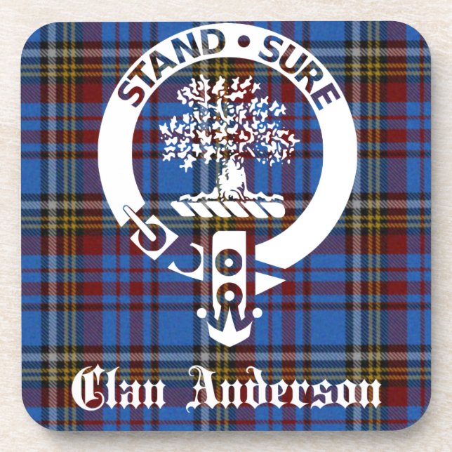 Scottish Clan Anderson Wappen & Tartan Getränkeuntersetzer (Vorderseite)