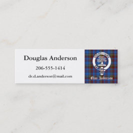 Scottish Clan Anderson Wappen & Tartan Mini Visitenkarte