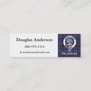 Scottish Clan Anderson Wappen & Tartan Mini Visitenkarte