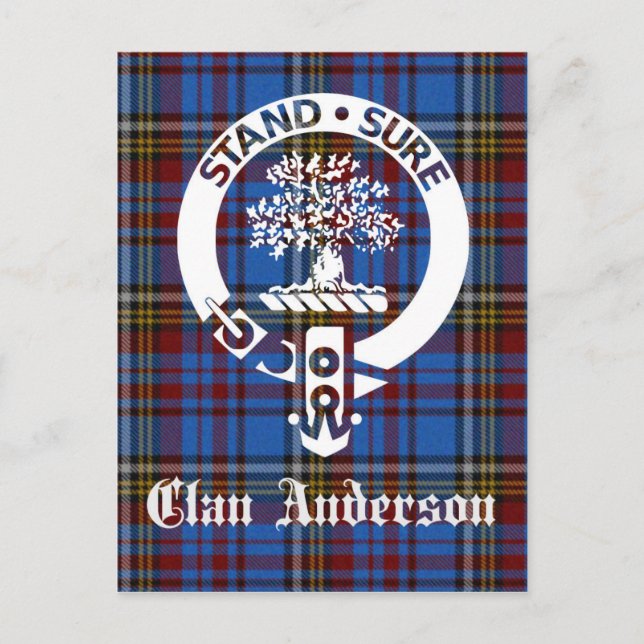 Scottish Clan Anderson Wappen & Tartan Postkarte (Vorderseite)