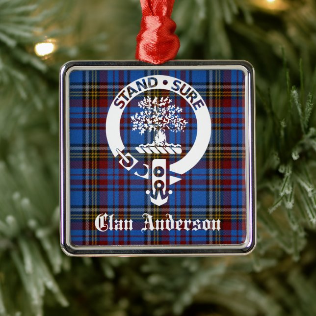 Scottish Clan Anderson Wappen & Tartan Silbernes Ornament (Baum)