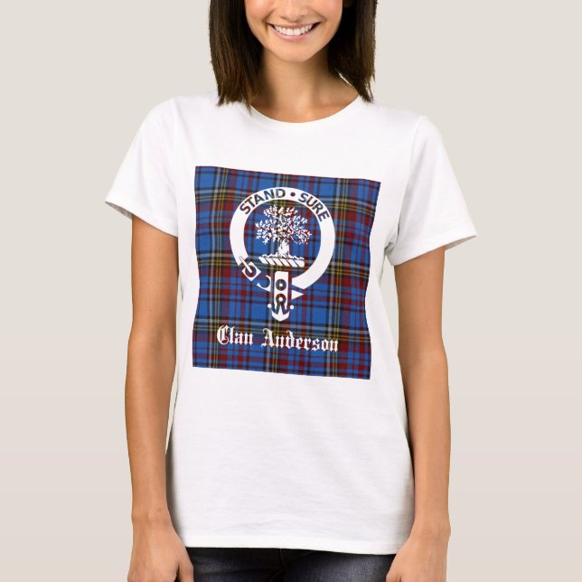Scottish Clan Anderson Wappen & Tartan T-Shirt (Vorderseite)