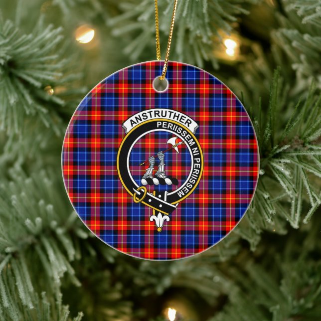 Scottish Clan Anstruther Tartan und Wappen Keramik Ornament (Baum)