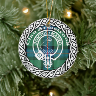 Scottish Clan Armstrong Tartan and Crest Keramik Ornament