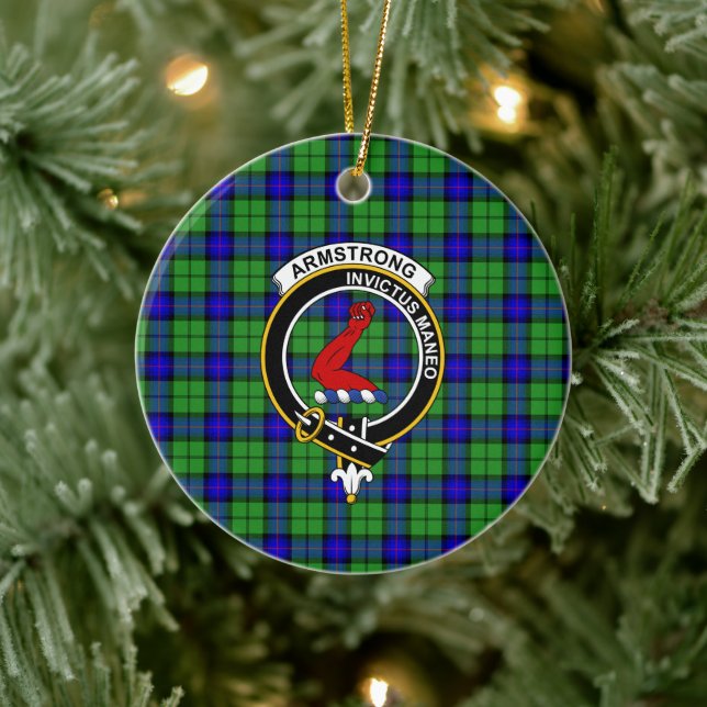 Scottish Clan Armstrong Tartan und Wappen Keramik Ornament (Baum)