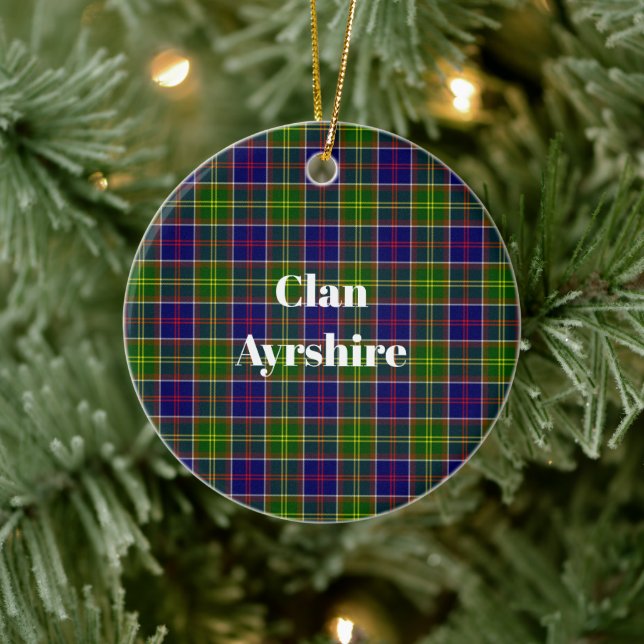 Scottish Clan Ayrshire Tartan und Wappen Keramik Ornament (Baum)