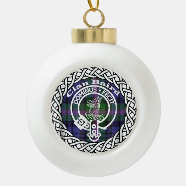Scottish Clan Baird Tartan und Wappen Keramik Kugel-Ornament (Vorderseite)