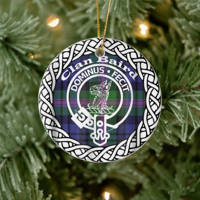 Scottish Clan Baird Tartan und Wappen Keramik Ornament (Baum)