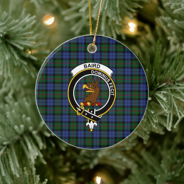 Scottish Clan Baird Tartan und Wappen Keramik Ornament (Baum)