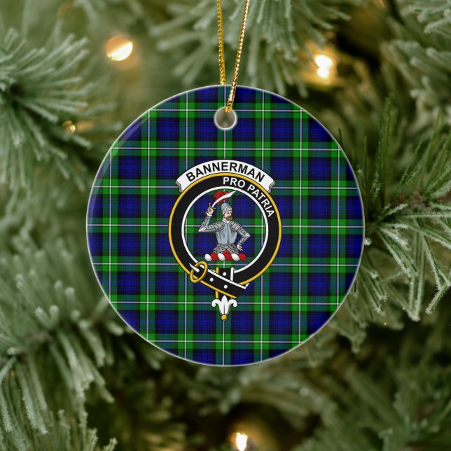 Scottish Clan Bannerman Tartan und Wappen Keramik Ornament (Baum)