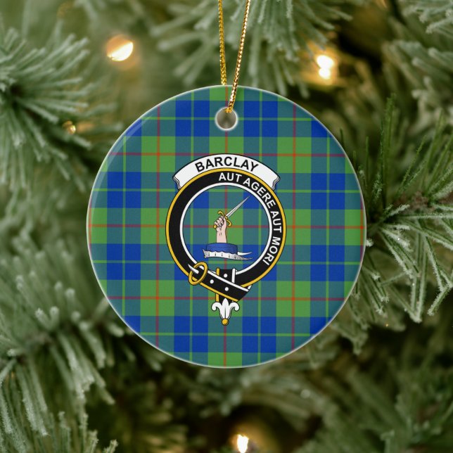 Scottish Clan Barclay Junting Ancient Tartan und C Keramik Ornament (Baum)