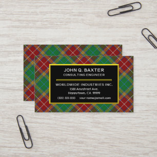 Scottish Clan Baxter Tartan Kariert Visitenkarte