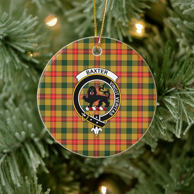 Scottish Clan Baxter Tartan und Wappen Keramik Ornament (Baum)