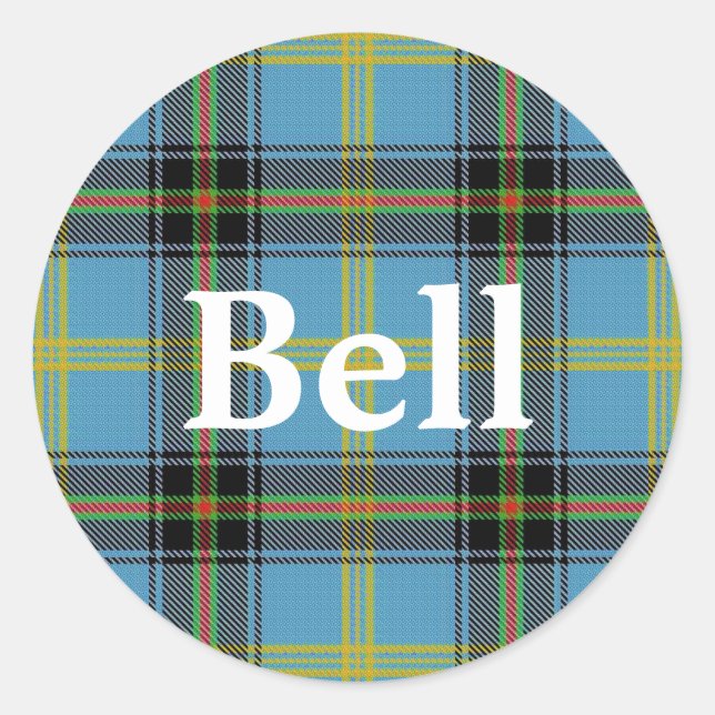 Scottish Clan Bell Tartan Kariert Runder Aufkleber (Vorderseite)