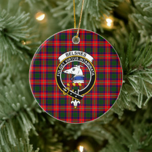 Scottish Clan Belshes Tartan und Wappen Keramik Ornament