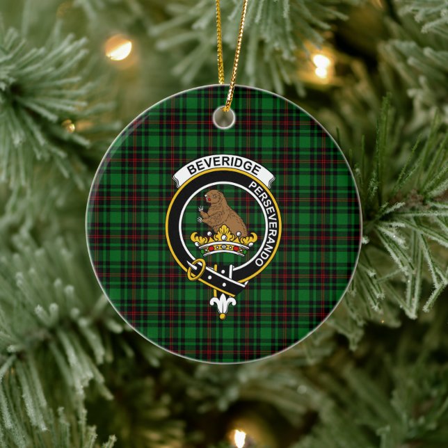 Scottish Clan Beveridge Tartan und Wappen Keramik Ornament (Baum)
