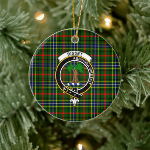 Scottish Clan Bisset Pattern Tartan und Wappen Keramik Ornament
