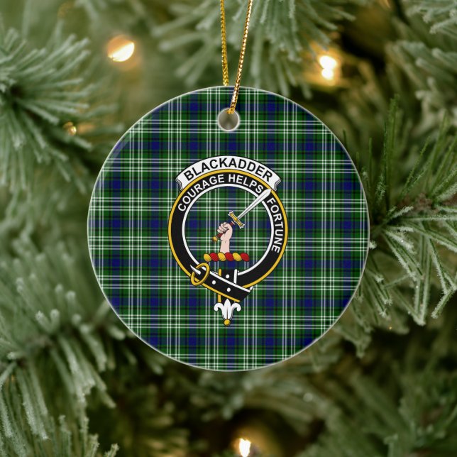 Scottish Clan Blackadder Tartan und Wappen Keramik Ornament (Baum)