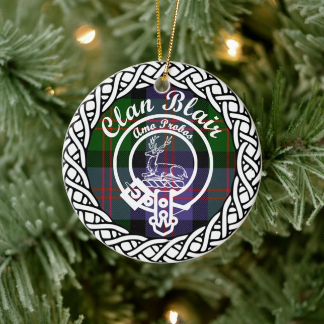 Scottish Clan Blair Tartan und Wappen Keramik Ornament (Baum)