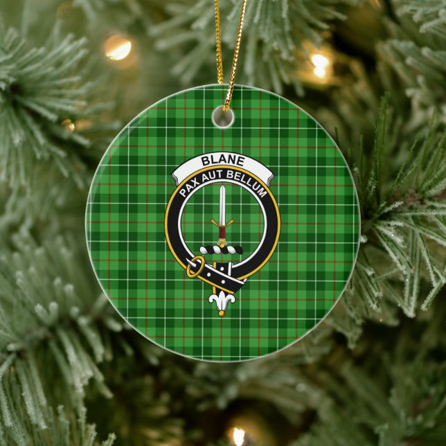 Scottish Clan Blane Tartan und Wappen Keramik Ornament (Baum)
