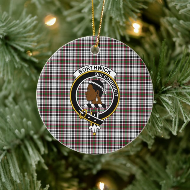 Scottish Clan Borthwick Tartan und Wappen Keramik Ornament (Baum)