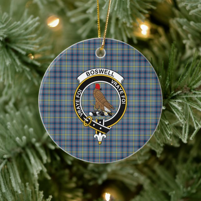 Scottish Clan Boswell Tartan und Wappen Keramik Ornament (Baum)