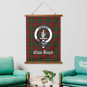 Scottish Clan Boyd Wappen Abzeichen & Tartan Wandteppich Mit Holzrahmen