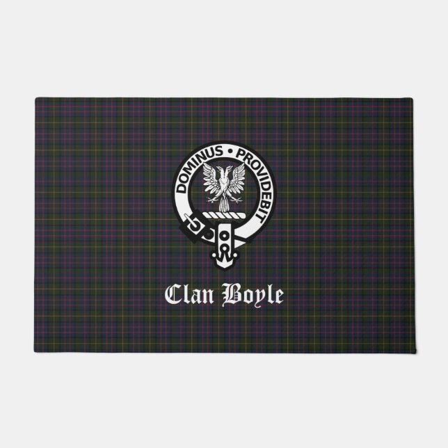 Scottish Clan Boyle Wappen & Tartan Fußmatte (Vorderseite)