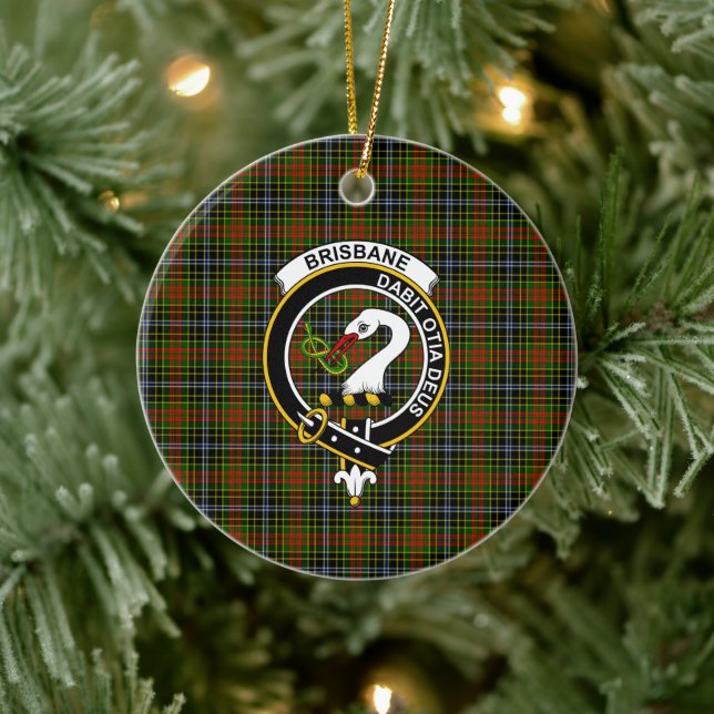 Scottish Clan Brisbane Tartan und Wappen Keramik Ornament (Baum)