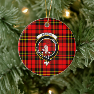 Scottish Clan Brodie Modern Tartan und Wappen Keramik Ornament