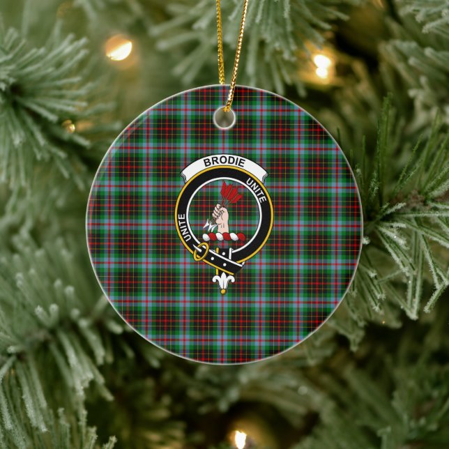 Scottish Clan Brodie Tartan und Wappen Keramik Ornament (Baum)