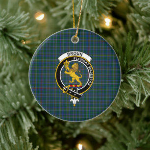 Scottish Clan Broun Tartan und Wappen Keramik Ornament