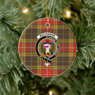 Scottish Clan Buchanan Old Set Weathered Tartan an Keramik Ornament
