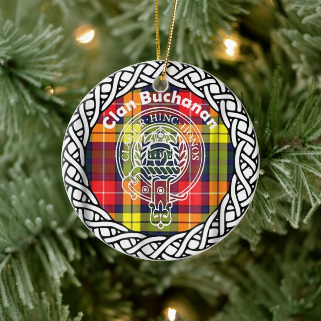 Scottish Clan Buchanan Tartan und Wappen Keramik Ornament (Baum)