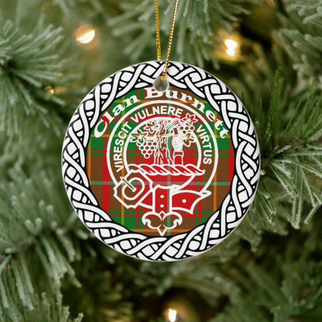 Scottish Clan Burnett Tartan und Wappen Keramik Ornament (Baum)