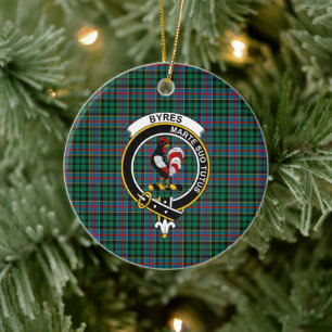 Scottish Clan Byres Tartan und Wappen Keramik Ornament
