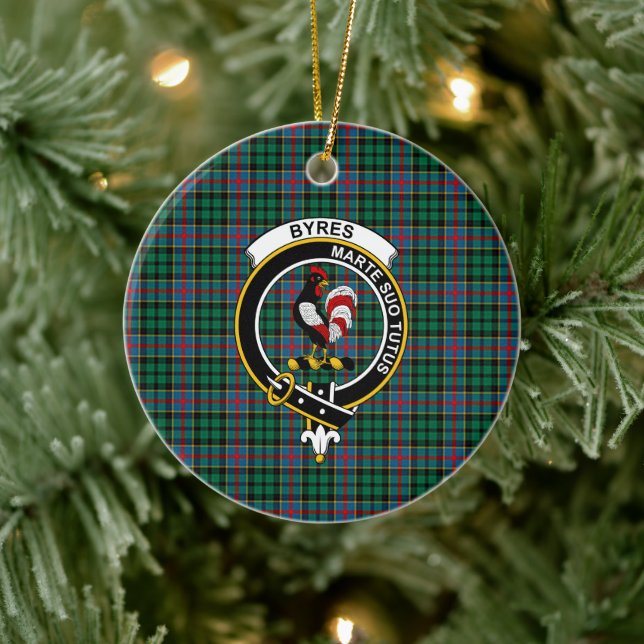Scottish Clan Byres Tartan und Wappen Keramik Ornament (Baum)